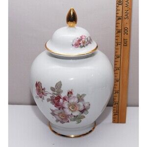 Gerold Porzellan Made in West Germany Roses Floral Porcelain Ginger Jar Vintage
